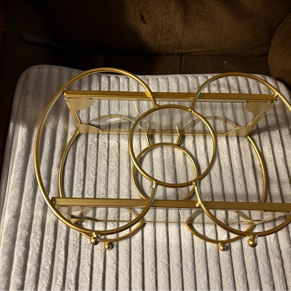 Gold Metal and Glass 2 tier shelves weight limit 3 lbs. each. Great for makeup. - Picture 3 of 4